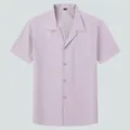 Chemise décontractée à manches courtes pour hommes en violet clair avec col camp - M / Hauts / Chemise à Manches Courtes - Gris (D2102)