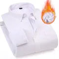 Classic white fleece-lined Oxford long sleeve shirt for men - 39/M / Tops / Milky White