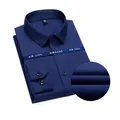 Premium navy blue 100% cotton non-iron long sleeve dress shirt for men - 39/M / Tops / Dark Blue (3010)