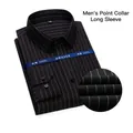 Premium men's non-iron pure cotton long-sleeve business shirt featuring black stripes - 39/M / Tops / Black with White Fine Stripe (3005)