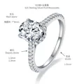 Dettaglio di un anello in moissanite ovale da 2 carati in argento 925 con misure. - US 5 / Carati Moissanite Ovale