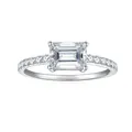 Elegante anillo de moissanita de 5x7mm talla esmeralda en plata de ley baňada en oro blanco 18k - US 5 / Corte Esmeralda Color Oro Blanco (Con Certificado GRA)
