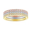 Elegante anello impilabile in argento S925 placcato oro 18k tricolore con moissanite - US 5 / Set di 3 pezzi