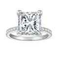 Elegant 5 carat princess cut moissanite solitaire ring crafted in sterling silver - US Size 5 / Full Moissanite Ring (R3-0109)