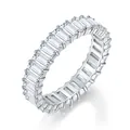 Elegante anello eternity con moissanite taglio smeraldo 2x4mm e montatura completa - US 9 / Fascia Eternity Completa