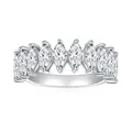 Stunning 3x6mm marquise cut moissanite half eternity ring in silver plated 18k white gold - US Size 5 / Half Eternity Ring (3ct)