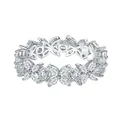 Sparkling marquise moissanite lucky four-leaf clover eternity band in white gold plating - US Size 9 / Full Circle Embellished Style