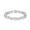 Anillo de eternidad de moissanita marquesa en plata de ley 925 chapada en oro blanco. - Talla US 5 / Anillo de Eternidad Completa