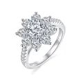 Classic 1.0ct sunflower moissanite engagement ring crafted in 925 sterling silver for women - US 5 / 1 Carat Sunflower Ring (With GRA Certificate Gift Box)