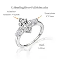 Detailed view of 925 sterling silver marquise moissanite ring with specific dimensions - US Size 4.5 / 2+0.6ct