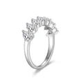 Silver pear-cut moissanite half eternity ring with seven sparkling teardrop stones - US Size 4.5 / Pear Moissanite Eternity Ring