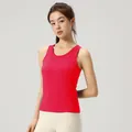 Canotta sportiva da donna rosso acceso con coppe integrate per fitness e yoga intenso - Rosso Vero