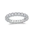 Anillo de eternidad de moissanita de 3,0 mm en plata 925 bañada en oro. - US 5 / 3.0mm Piedra Principal / Oro blanco