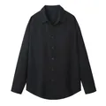 Camicia da uomo in cotone nero retrò a maniche lunghe con taschino e vestibilità oversize - 3XL / Top / Nero Carbone