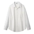 Camicia da uomo minimalista in cotone bianco con spalle calate e taschino sul petto - 3XL / Top / Crema