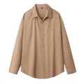 Camicia classica da uomo in cotone kaki a maniche lunghe con vestibilità ampia stile vintage - Giallo latte