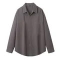 Camicia da uomo a maniche lunghe in cotone stile retrò giapponese, grigio antracite - Grigio Fumo