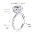 Detalle de anillo de compromiso moissanite corazón 9,5 mm con medidas de la banda - US 5 / Anillo Moissanita Corazón (R3-0132) / Con Certificado GRA Y Caja de Regalo