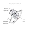 Detaillierte Spezifikationen eines 8*12mm ovalen Moissanit-Rings aus 925er Sterlingsilber - US-Größe 5 / 4.5ct Ovaler Moissanit (R3-0287)
