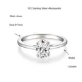 Vista dettagliata di un anello in moissanite ovale con fascia in argento da 1,85 mm. - Taglia US 4.5 / Ovale (R3-0204)
