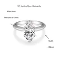 Dettaglio delle dimensioni dell'anello marquise moissanite e materiale in argento 925 - US 4.5 / Taglio Marquise (R3-0220) / Argento