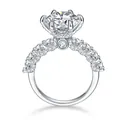 Lussuoso anello moissanite da 5 carati taglio fuoco d'artificio con pavé in argento - US 5 / Pietra Principale 3ct + Pietra Laterale 2.1ct