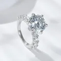Anello lussuoso in moissanite da 5 carati con pietra taglio a fuoco d'artificio - US 5 / Pietra Principale 5ct + Pietra Laterale 2.3ct