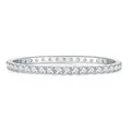 Κομψό βραχιόλι eternity με στρογγυλό Moissanite 4mm χρώματος D από ασήμι 925 sterling - 16# / Round Moissanite Bangle (B3-0026) / Λευκόχρυσο