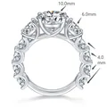 Close-up of luxury 4ct moissanite ring showing 10mm main stone and side stone sizes. - US Size 5 / Luxury 8ct Total Moissanite Ring (4ct Main Stone With GRA Gift Box)