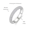Detail view of 925 sterling silver moissanite eternity ring showing 3.31mm width - US Size 4.5 / Narrow Version (0.8ct)