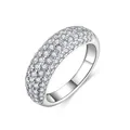 Elegante anillo de plata de ley S925 con medio pavé de piedras de moissanita real - Talla US 5 / Oro blanco