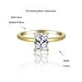 Detalle de anillo de moissanita talla radiant con piedra 6x8mm y banda de 1.6mm - Talla US 5 / Anillo de Corte Radiante 2 Quilates (R3-0698)