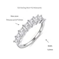 Detail of S925 silver ring with 3.5mm princess cut moissanite stones - US Size 4.5 / White Gold