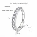 Vista detallada de un anillo eternity de plata 925 con 10 moissanitas y medidas. - Talla US 4.5 / 10 Diamantes (1ct)