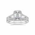 Elegante conjunto de anillos de compromiso de moissanita corte radiant en plata de ley 925 - Talla US 4.5 / Emerald Cut Stackable Style / Juego de 1.0ct