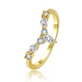 Elegante anillo apilable en V chapado en oro con moissanita blanca marquesa y redonda - Talla US 5 / Anillo de banda