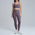 Ensemble de yoga mauve respirant 2 pièces avec brassière de sport et legging taille haute. - S / Haut Et Bas / Soutien-gorge de sport + Leggings / Améthyste