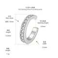 Ear cuff in argento 925 e moissanite per orecchie non forate con dimensioni e specifiche tecniche - Stile a Fila Singola (0.27ct) / Pezzo Singolo