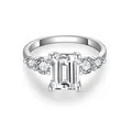Eleganter 3ct Smaragdschliff Moissanit Verlobungsring aus S925 Sterlingsilber für Damen. - US 4.5 / Smaragdschliff (R3-0601E)