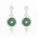 Elegante Ohrhänger mit grünem Chalzedon Ping'an Kou aus feinem S925 Sterlingsilber - 925er Silber / Chalcedon-Ohrringe (15 * 15 mm)