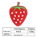 Detailed view of strawberry embroidery patch with size and weight specifications table - Strawberry Style (T725)