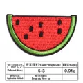 Watermelon slice embroidered iron-on patch detailed view with size and weight info - Watermelon Style (T726)