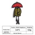 Guide des tailles détaillé pour écusson brodé avec figurine et parapluie rouge. - Style Personnage à l'Ombrelle (T736)