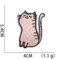 Cute cartoon cat embroidered iron-on patch for clothing, 5.4x4cm brown tabby cat - Pinkish Brown Striped Cat (8)