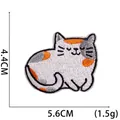 Cartoon calico cat embroidery iron-on patch with 5.6cm and 4.4cm size dimensions - Curled Up Calico Cat (16)