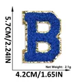 Blue chenille letter B embroidery patch with gold glitter border measuring 5.7 x 4.2 cm - Letter B