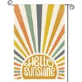 Vintage Hello Sunshine Gartenflagge mit buntem Sonnenstrahl Design für den Garten - Sonnenstrahl Welcome Stil (232) / 30x45cm (Doppelseitiger Druck)