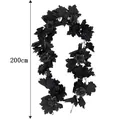 Ghirlanda di foglie d'acero nere artificiali di 200cm con rose nere per Halloween decor - 26 Teste Foglie di Acero Nere con Rose Nere / 200cm/1pc