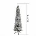 Árbol de Navidad artificial flocado de 2,1 m, estilo delgado para decoración festiva - Árbol Lápiz Nevado / 2.1m 510 Puntas