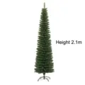 Árbol de Navidad artificial delgado de PVC verde de 2,1 m con soporte de metal negro - Árbol Lápiz Verde / 2.1m 510 Puntas